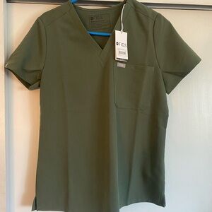 FIGS Women's Catarina One Pocket Olive Green Scrub Top Limited Edition